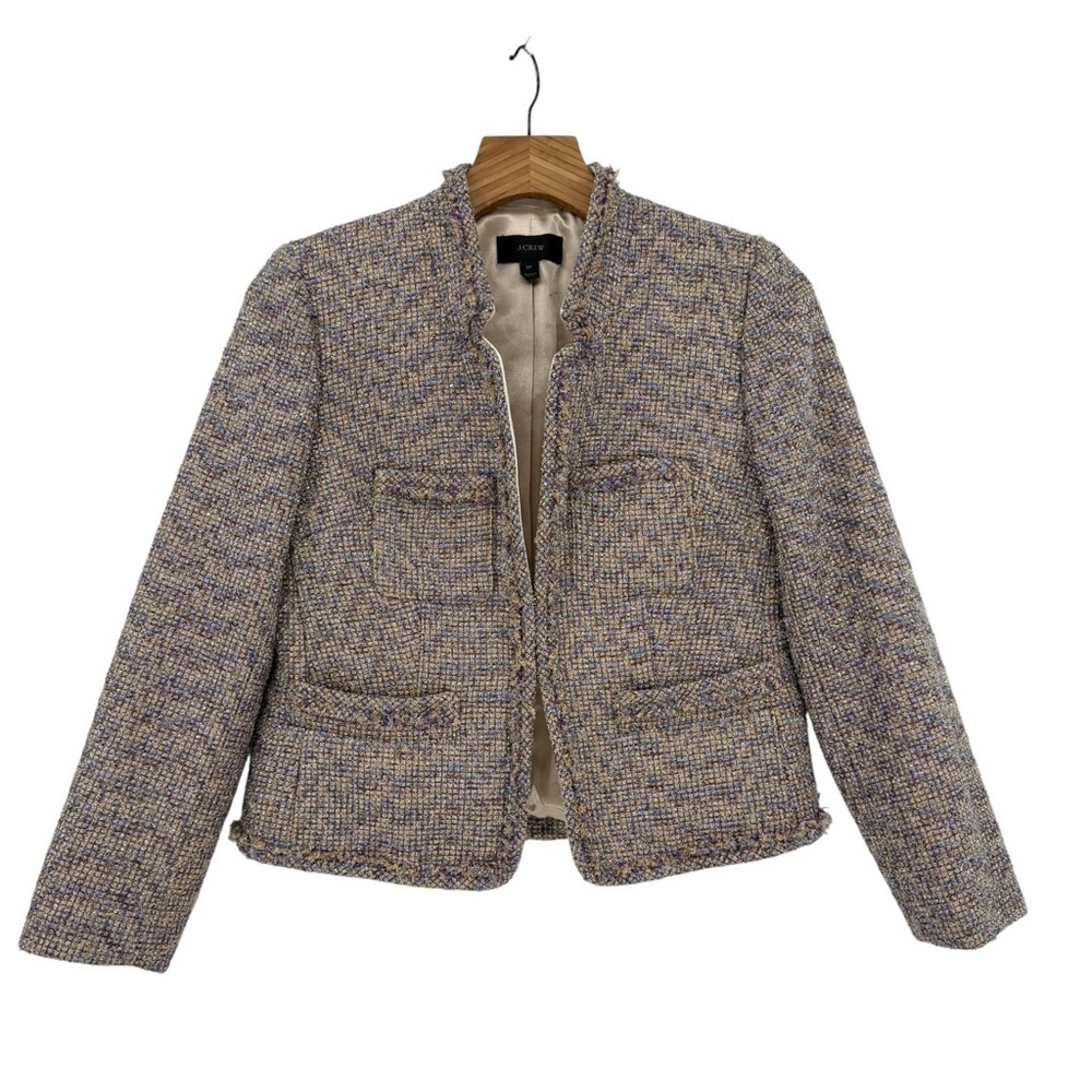 J. Crew Metallic Multicolor Tweed Blazer Jacket Size 6P